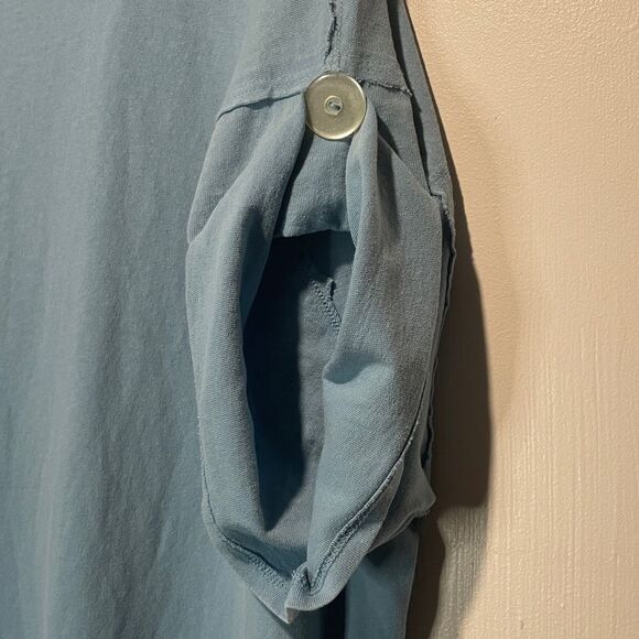 We The Free- Oversized Blue Mini Dress Tunic Top Ruffle Hem- Size L - Picture 5 of 7